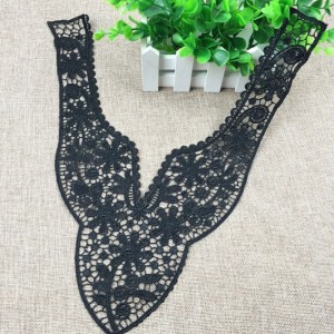 Das mulheres elegantes DIY preto Floral Lace decote Collar Applique tecido para vestido